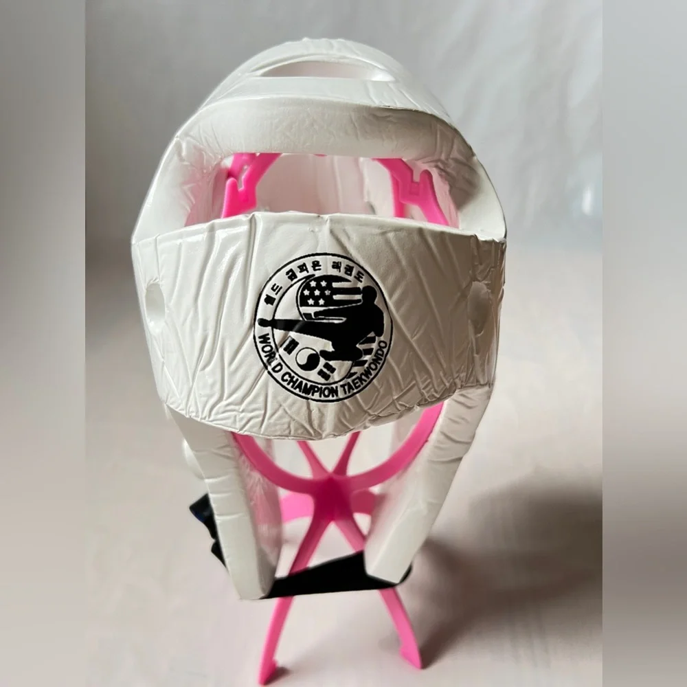 Taekwondo Karate Sparring Head Guard Thick Foam White adjustable strap velcro